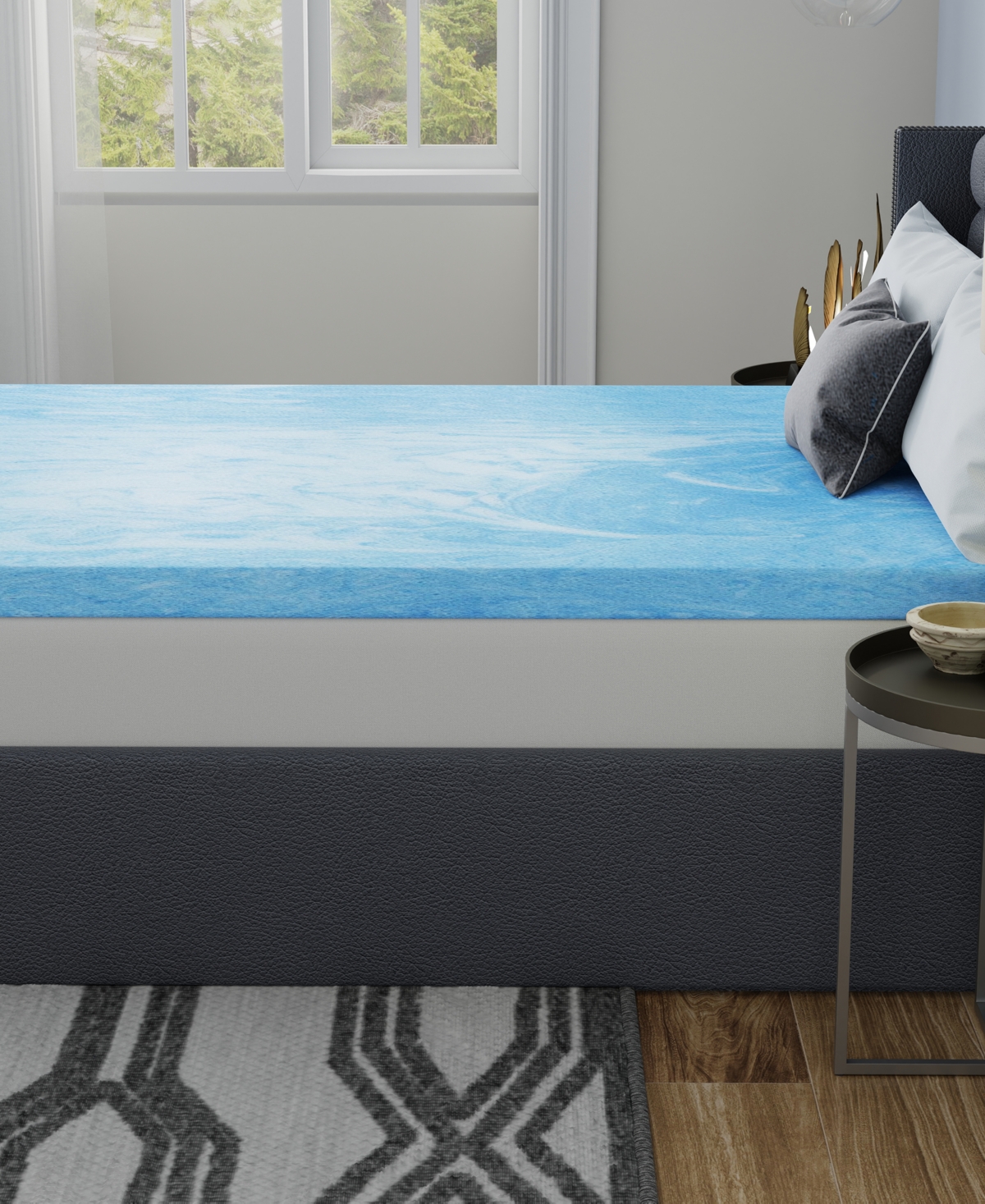 Vibe 3" Gel Swirl Memory Foam Mattress Topper, Full In Blue