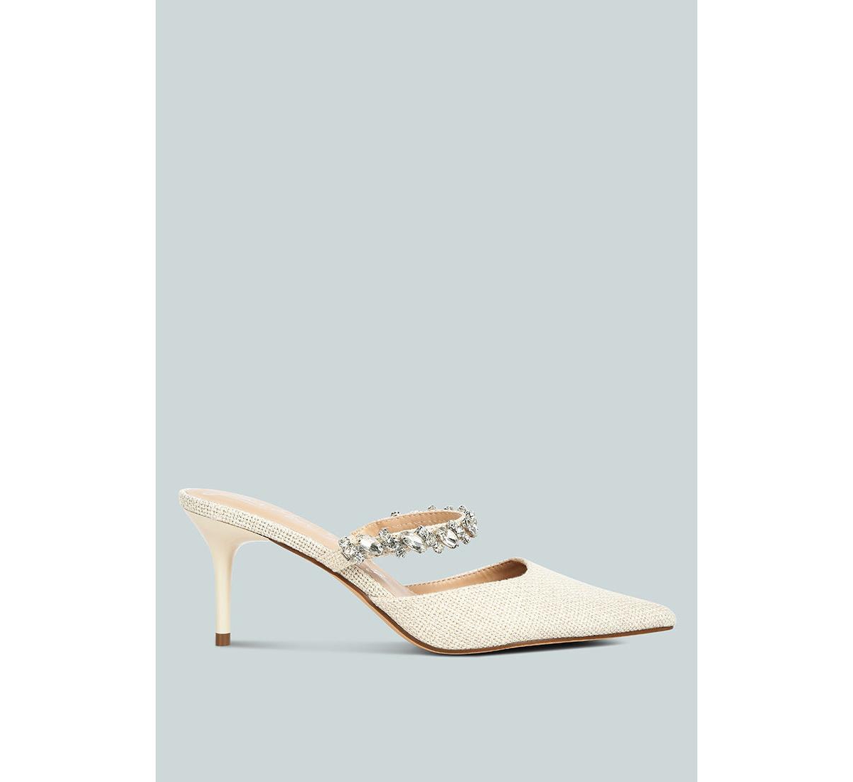 London Rag Greta Diamante Embellished Kitten Heel Sandals In Off White