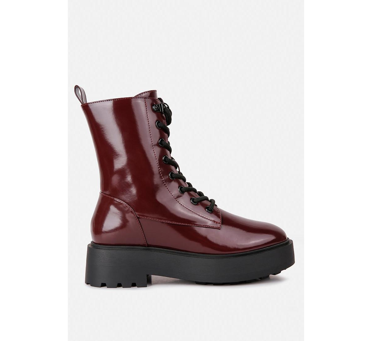 mosh faux leather ankle biker boots - Burgundy