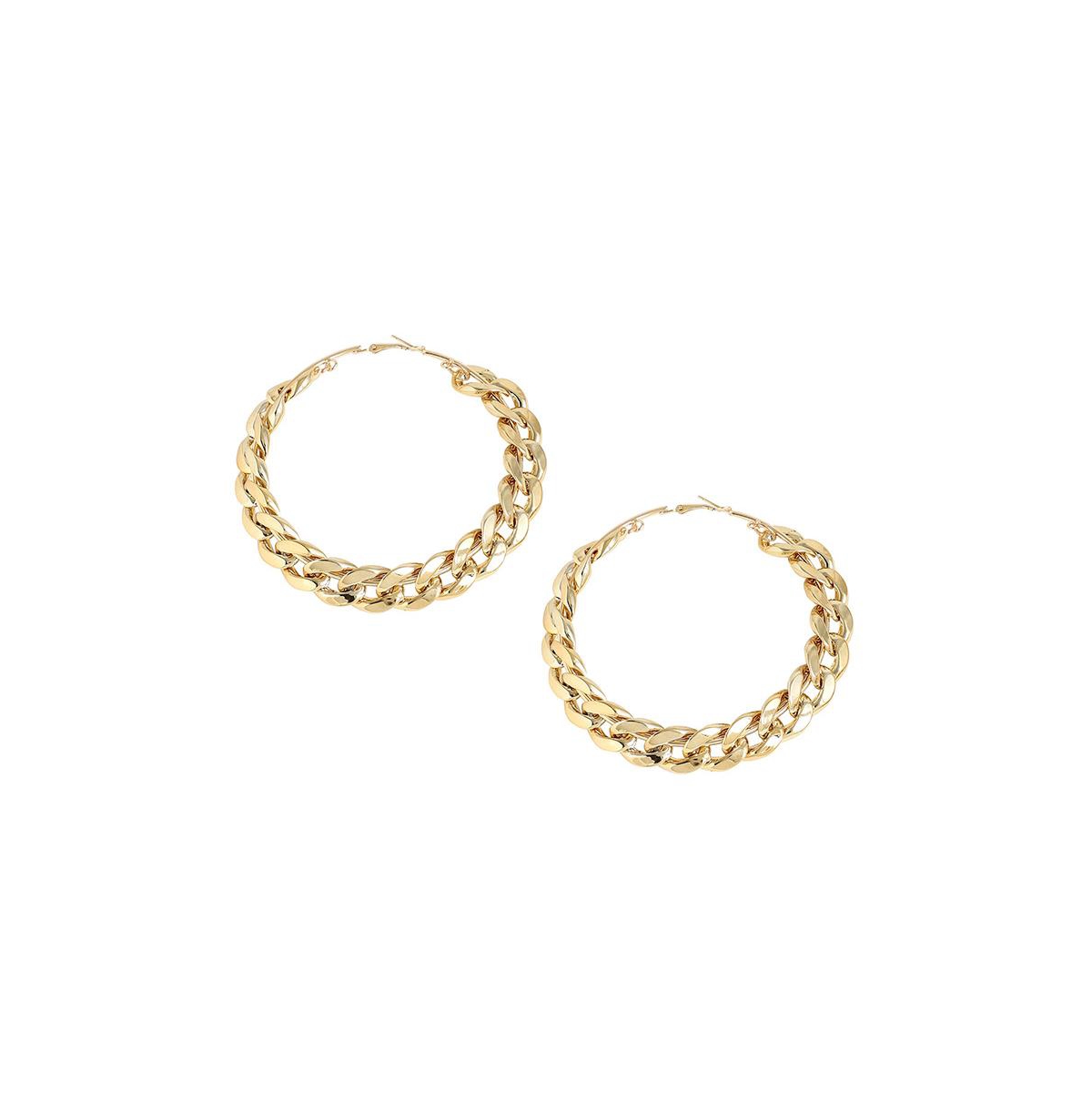 Women's Gold Chain Hoop Earrings - Gold