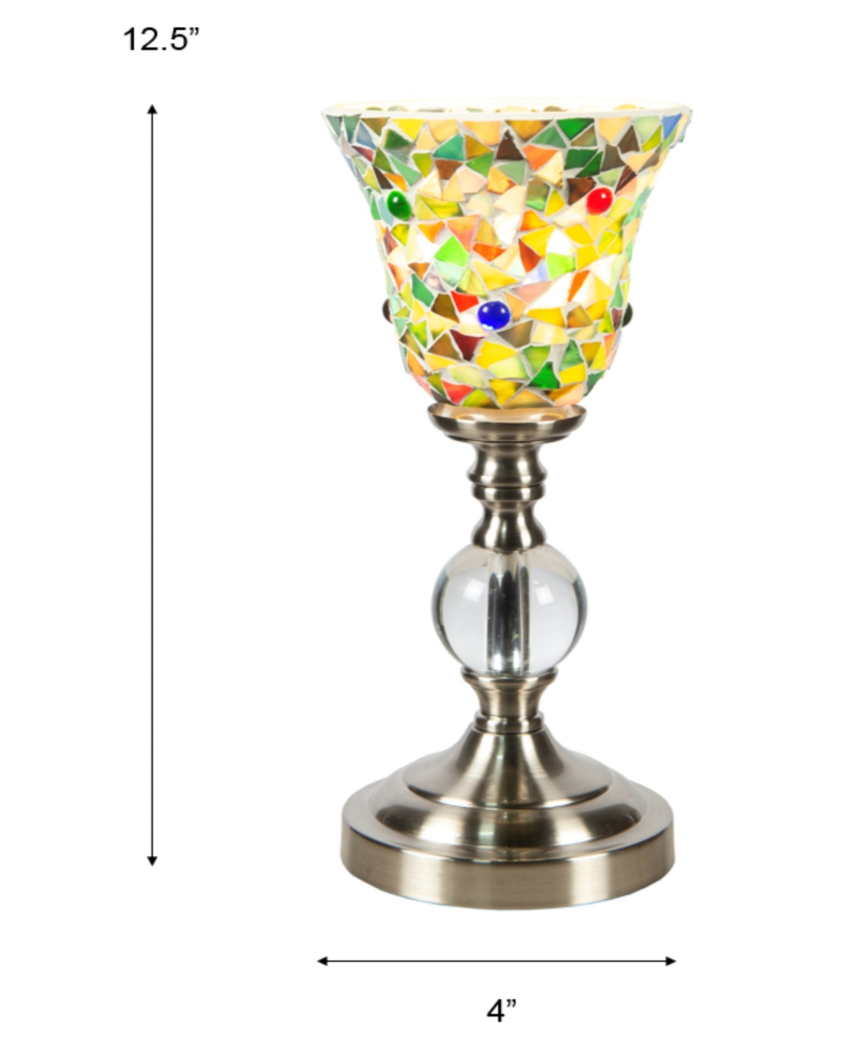 Dale Tiffany 12.5" Tall Lucida Mosaic Handcrafted Art Glass Shade With Jewels Accent Lamp In Multi-color