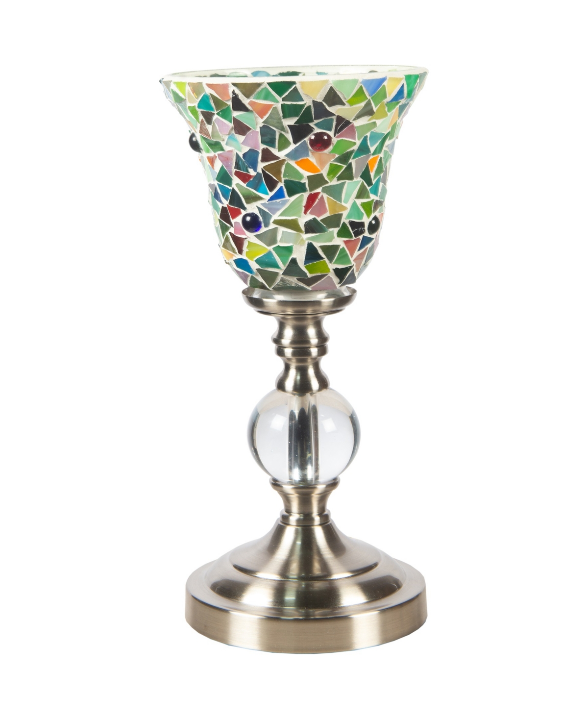 Shop Dale Tiffany 12.5" Tall Lucida Mosaic Handcrafted Art Glass Shade With Jewels Accent Lamp In Multi-color