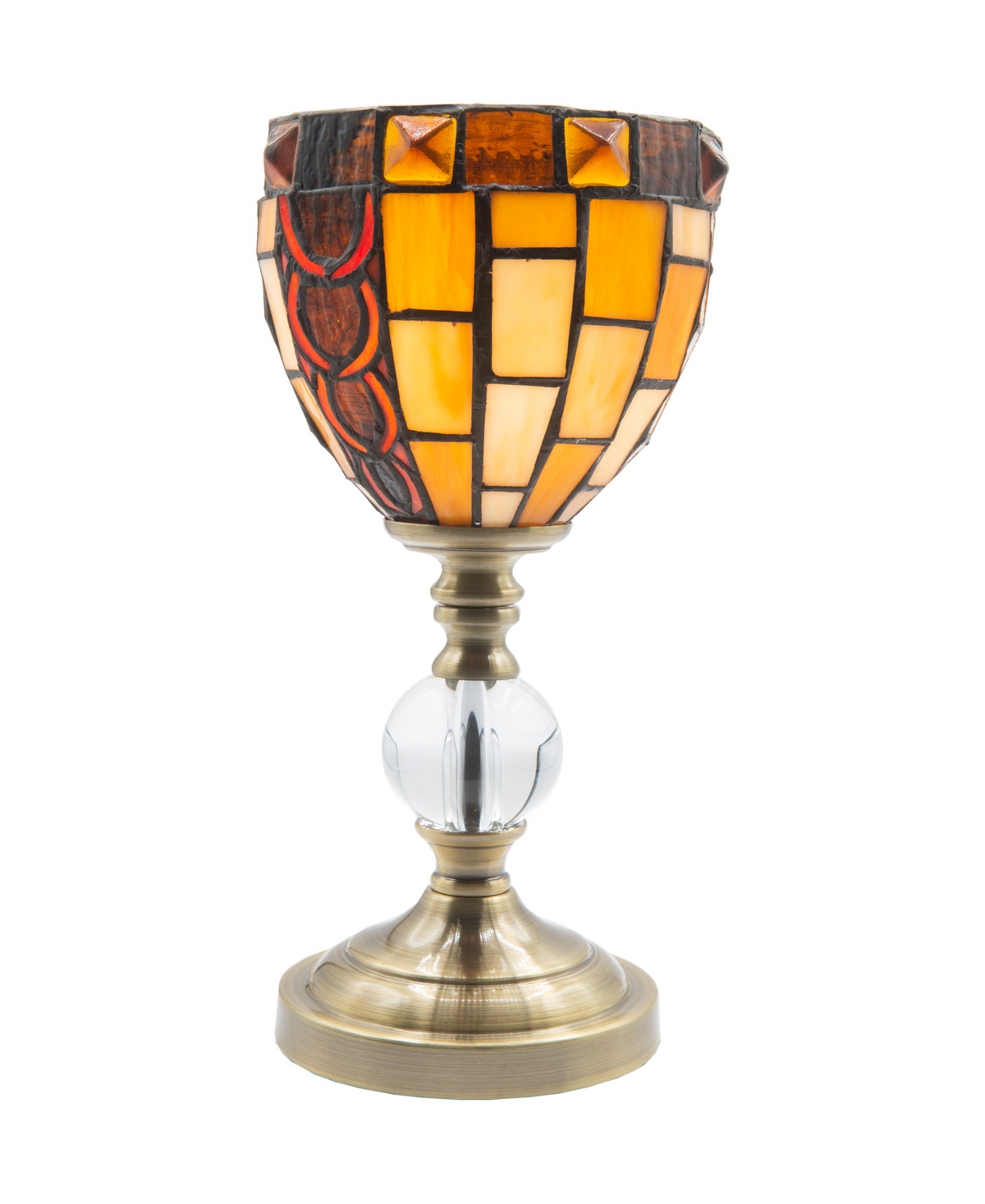 Dale Tiffany 13" Tall Vienne Tiffany Handmade Genuine Stained Glass Shade Accent Lamp In Multi-color