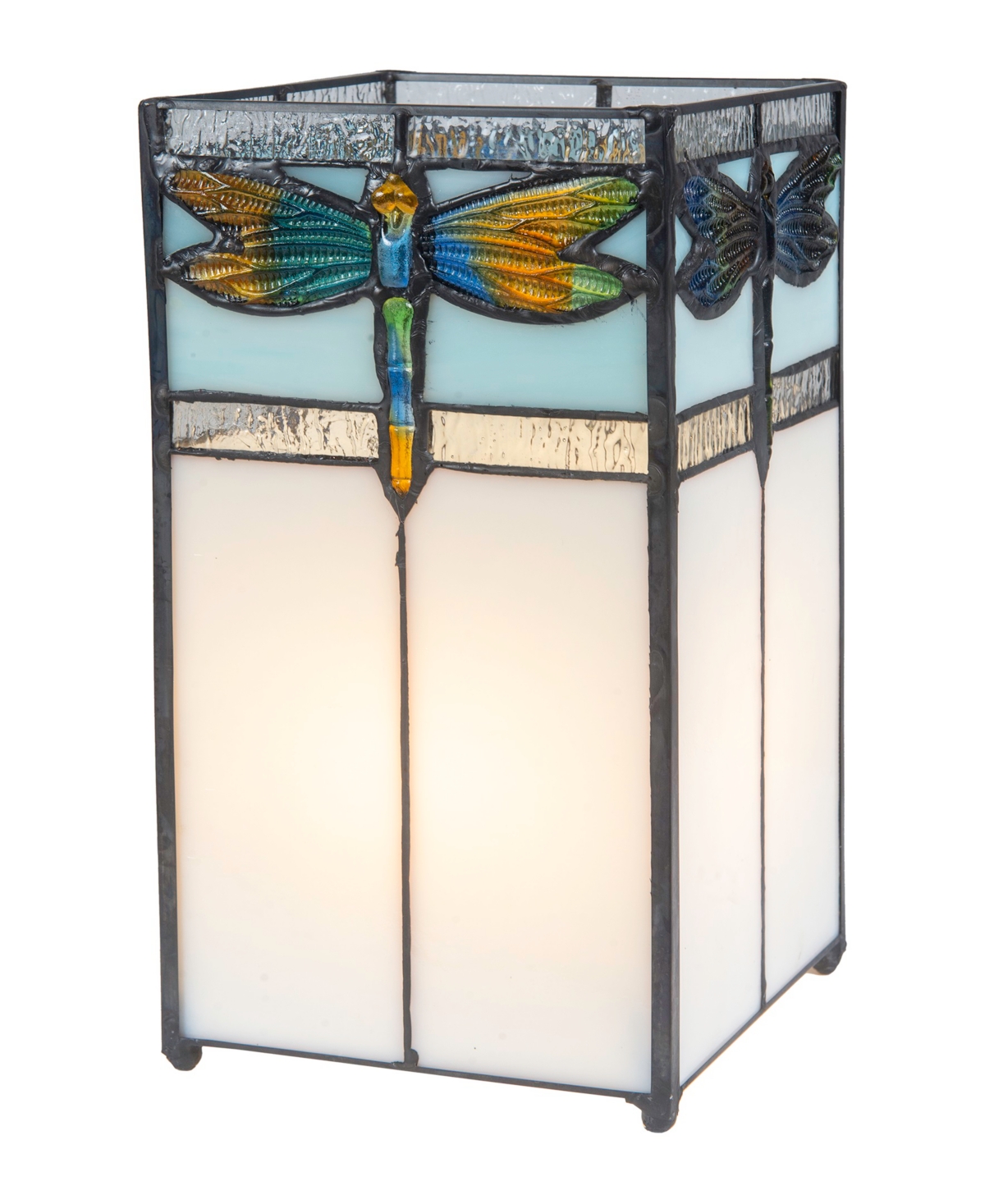 Shop Dale Tiffany 10" Tall Saujon Dragonfly Tiffany Handmade Genuine Stained Glass Shade Uplight Accent Lamp In Multi-color