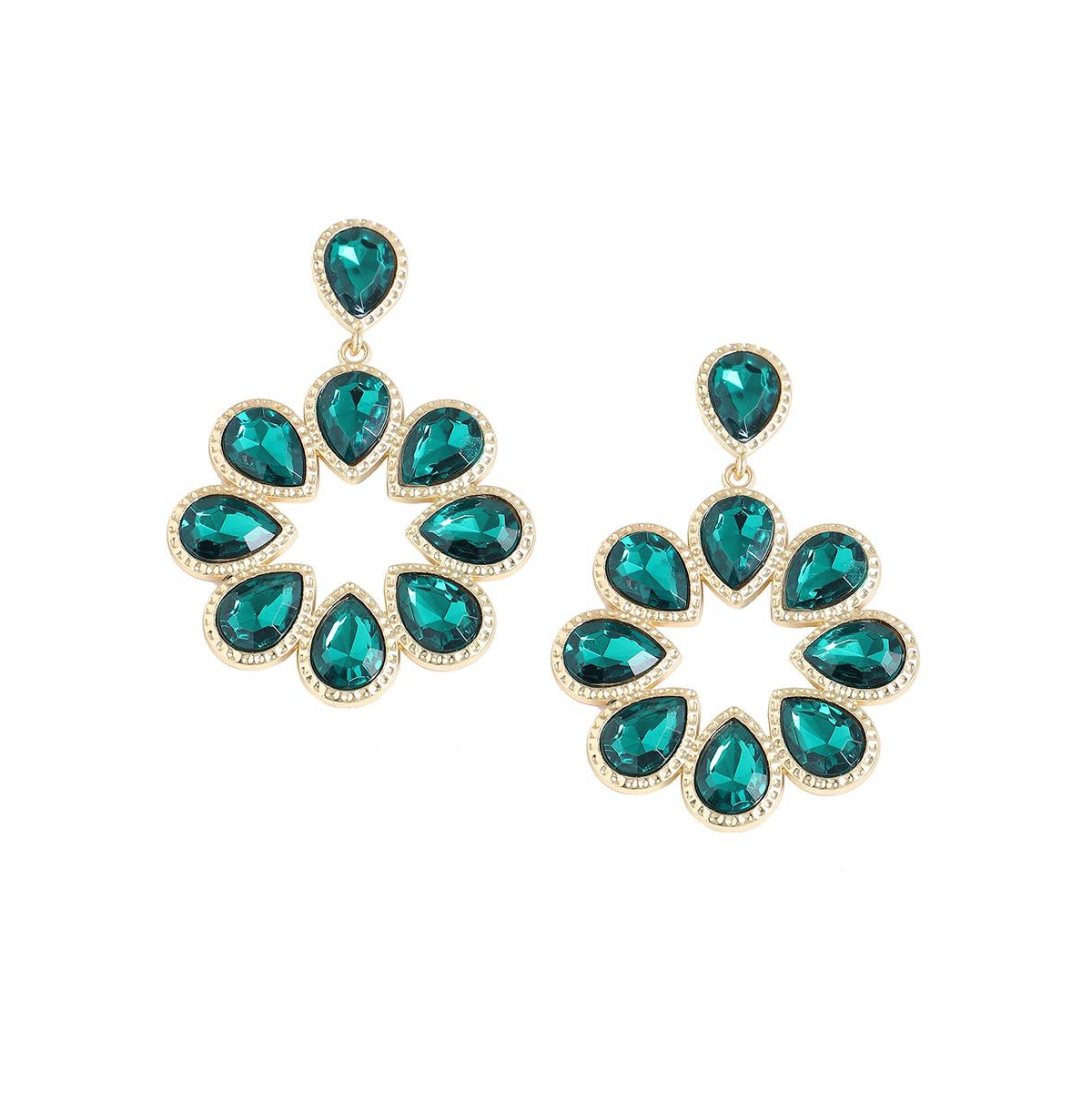 Sohi Women's Flower Drop Earrings In Green