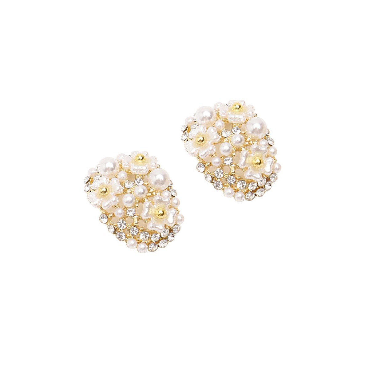 Sohi Women's Micro Floral Stud Earrings In Gold