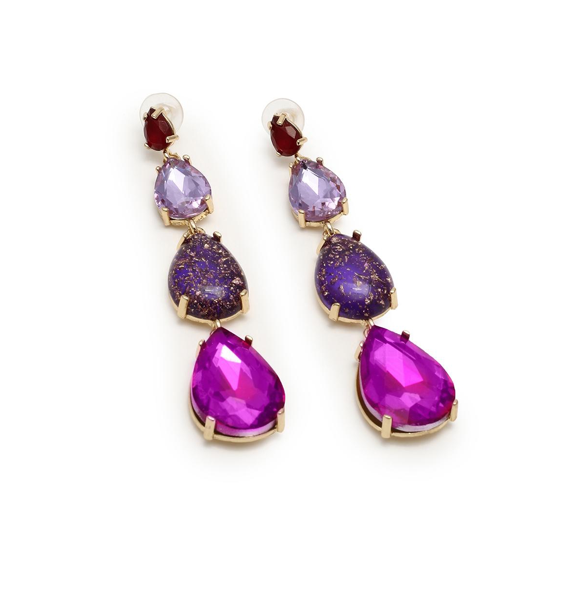 Sohi Women's Teardrop Drop Earrings In Purple