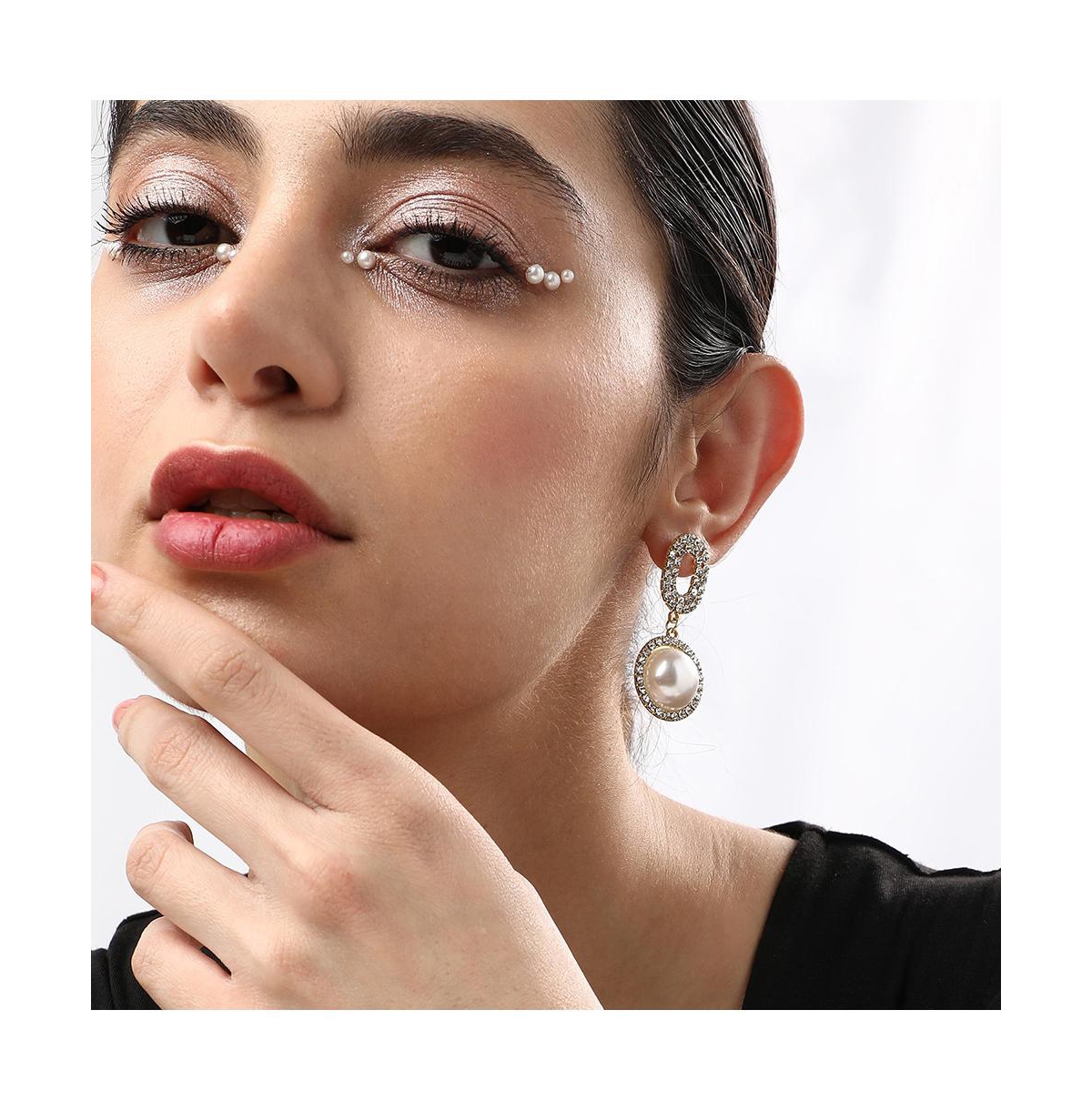 Sohi Women's Embellished Snowball Drop Earrings