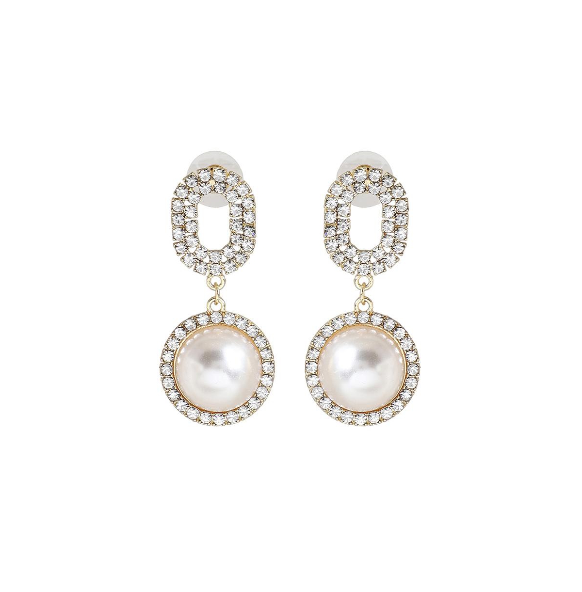 Sohi Women's Embellished Snowball Drop Earrings In White