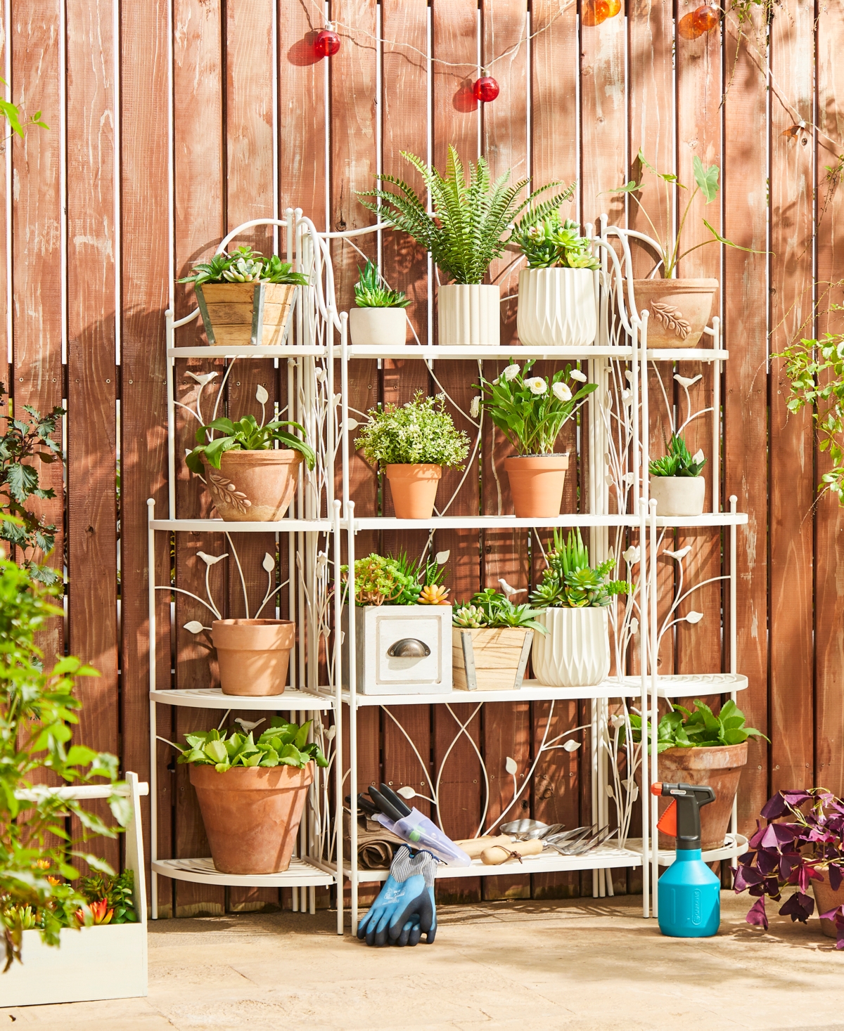 Glitzhome 52" H 4-tiered Rectangular Metal Shelf Plant Stand Or Storage Rack In White