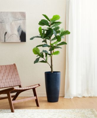 22.5" H Oversized Set of 2 Turquoise  Resin and Stone Faux Ceramic Textured Tall Planter