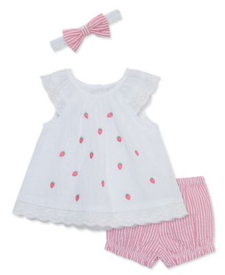 Little Me Baby Girls Strawberry Sunsuit with Headband - Macy's