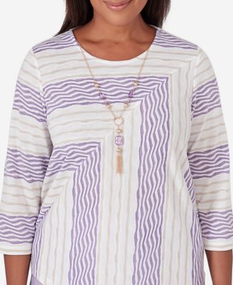 Women's Garden Party Spliced Stripe Texture Top