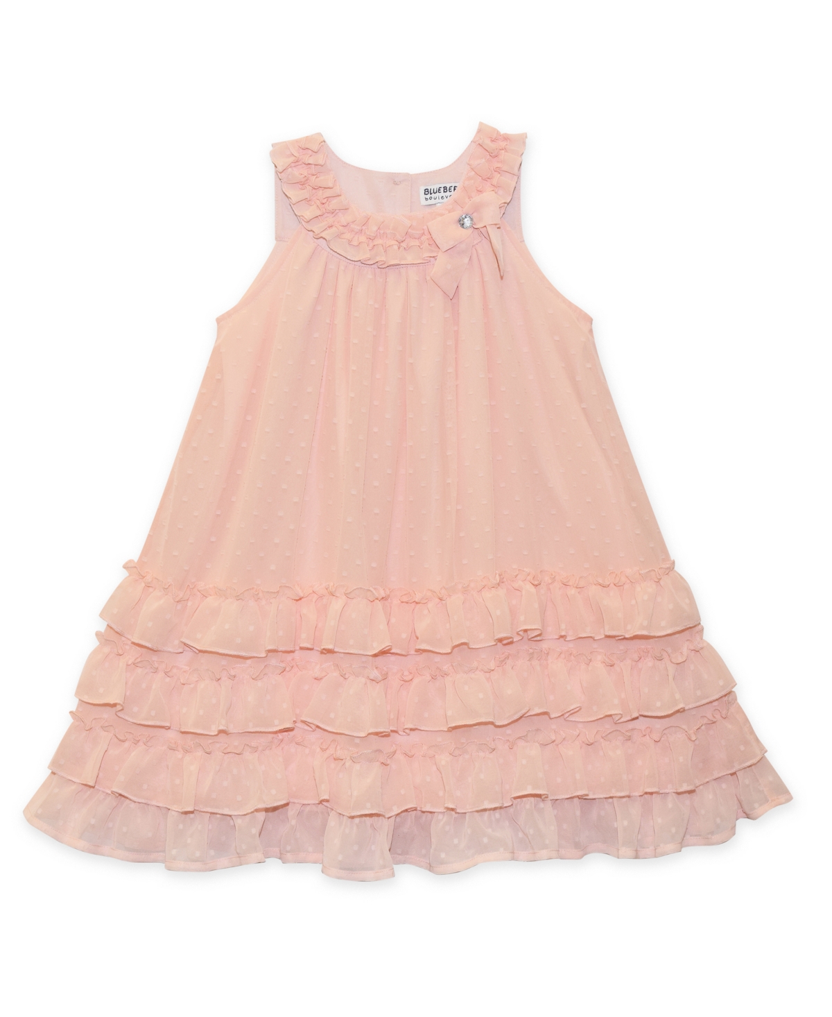 Shop Blueberi Boulevard Little Girls Swiss Dot A-line Tiered Ruffle Dress In Spring Pink