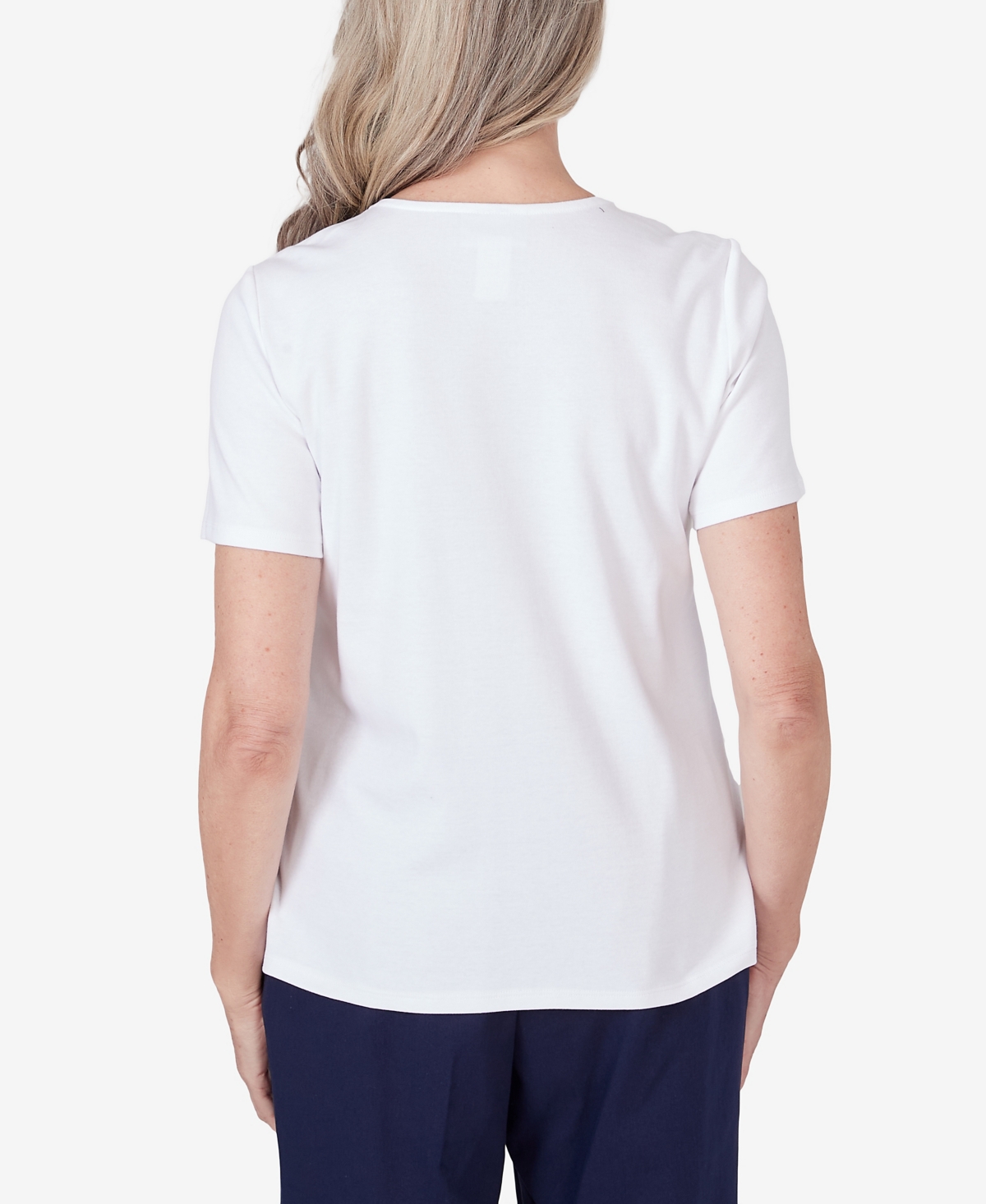 Alfred Dunner Women's All American Butterfly Heat Seat Short Sleeve Top