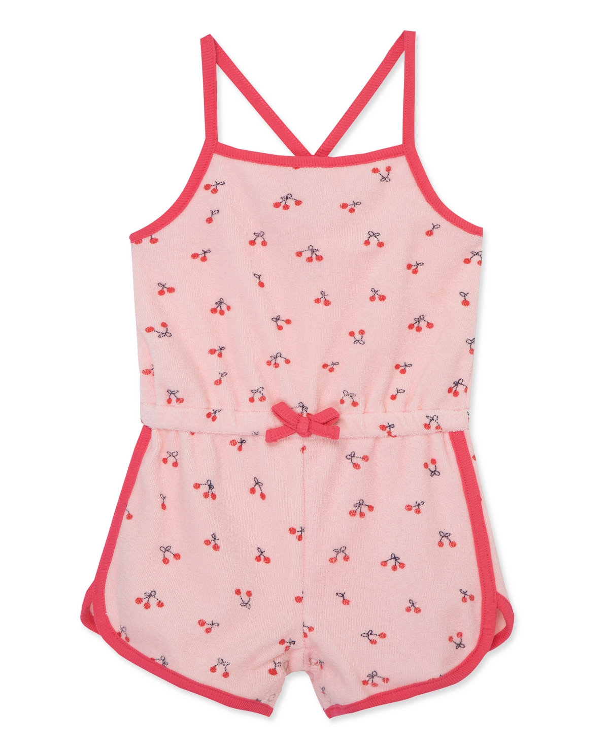 Shop Little Me Baby Girls Cherry Terry Romper In Pink