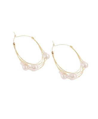 Women's Snowball Wire Hoop Earrings
