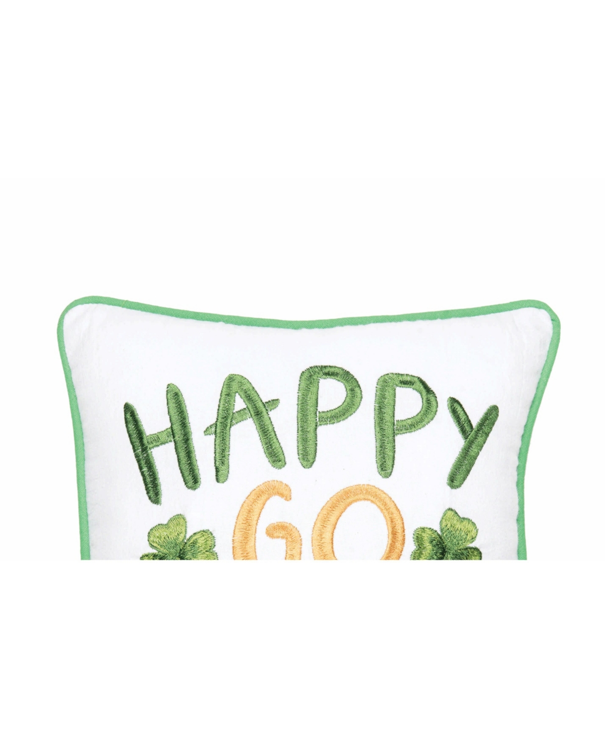 10" x 10" St. Patrick's Day "Happy Go Lucky" Embroidered Small/Petite Cotton Accent Throw Pillow