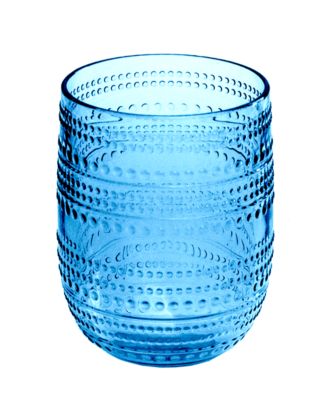 Beaded Stemless Cobalt Glasses, Set of 6