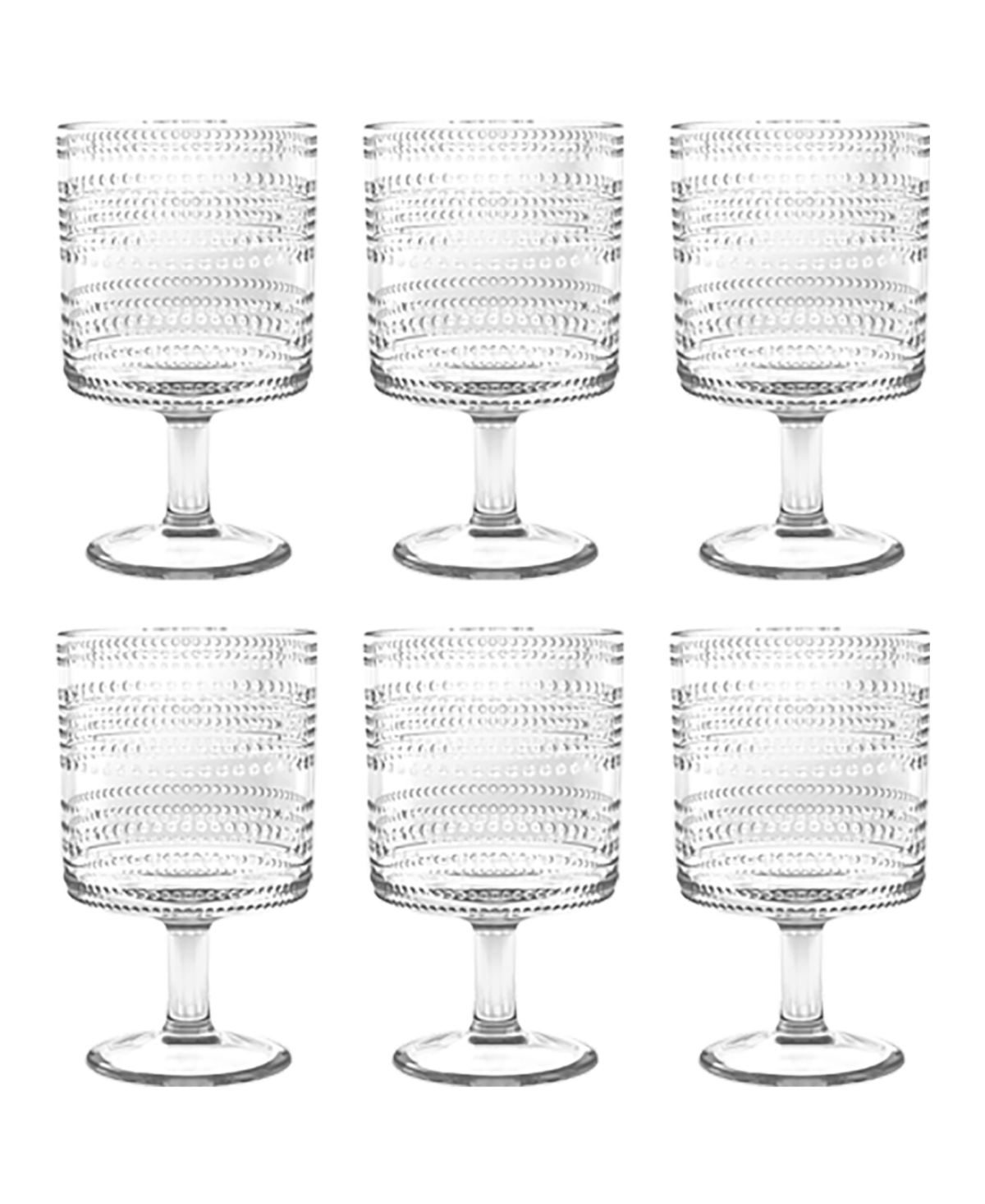 Tarhong Beaded Stacking Goblets 14.8 Oz, Set Of 6 In Clear