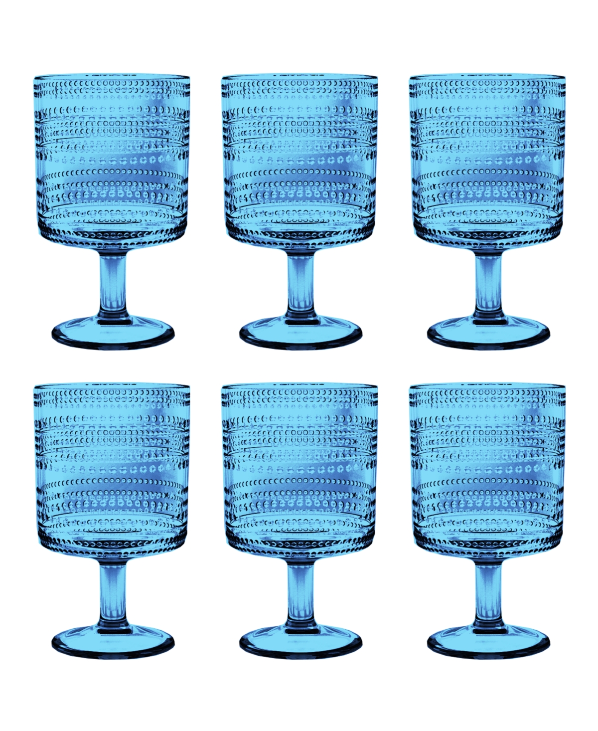 Tarhong Beaded Stacking Goblets 14.8 Oz, Set Of 6 In Blue