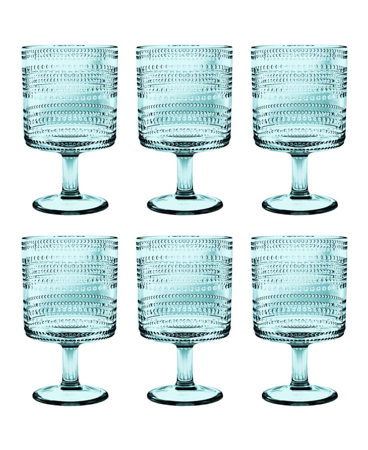 Tarhong Beaded Stacking Goblets 14.8 Oz, Set Of 6 In Green