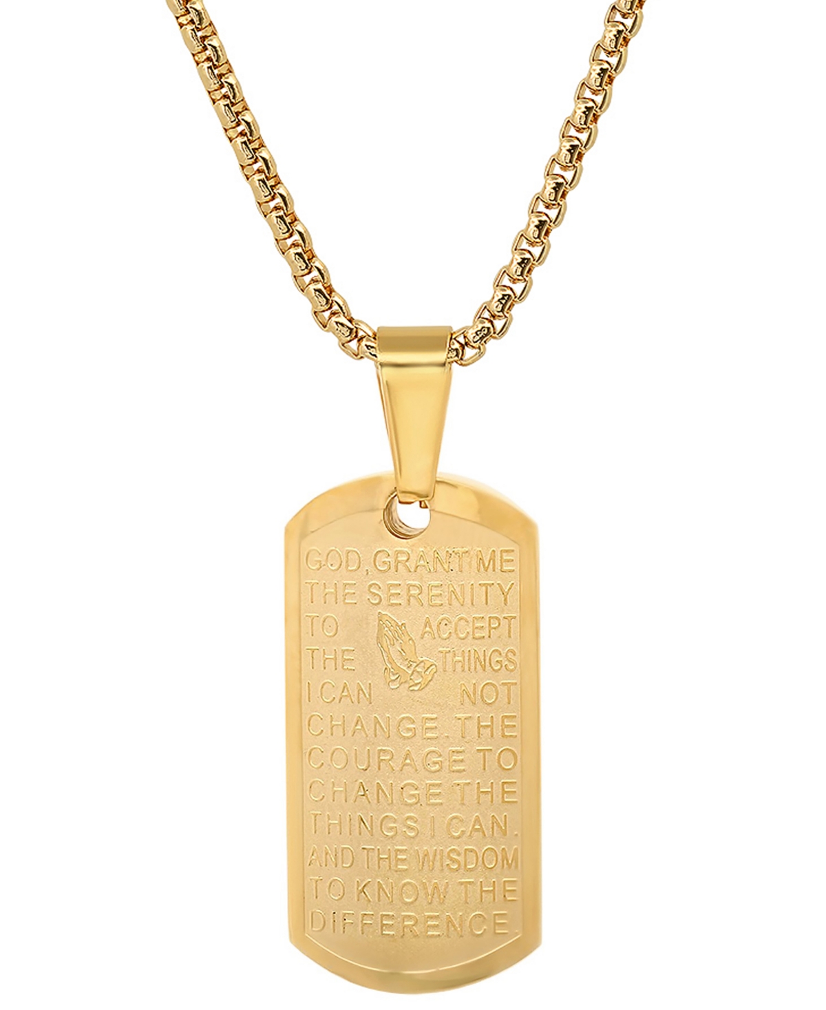 Steeltime Men's Serenity Prayer 24" Pendant Necklace In Gold
