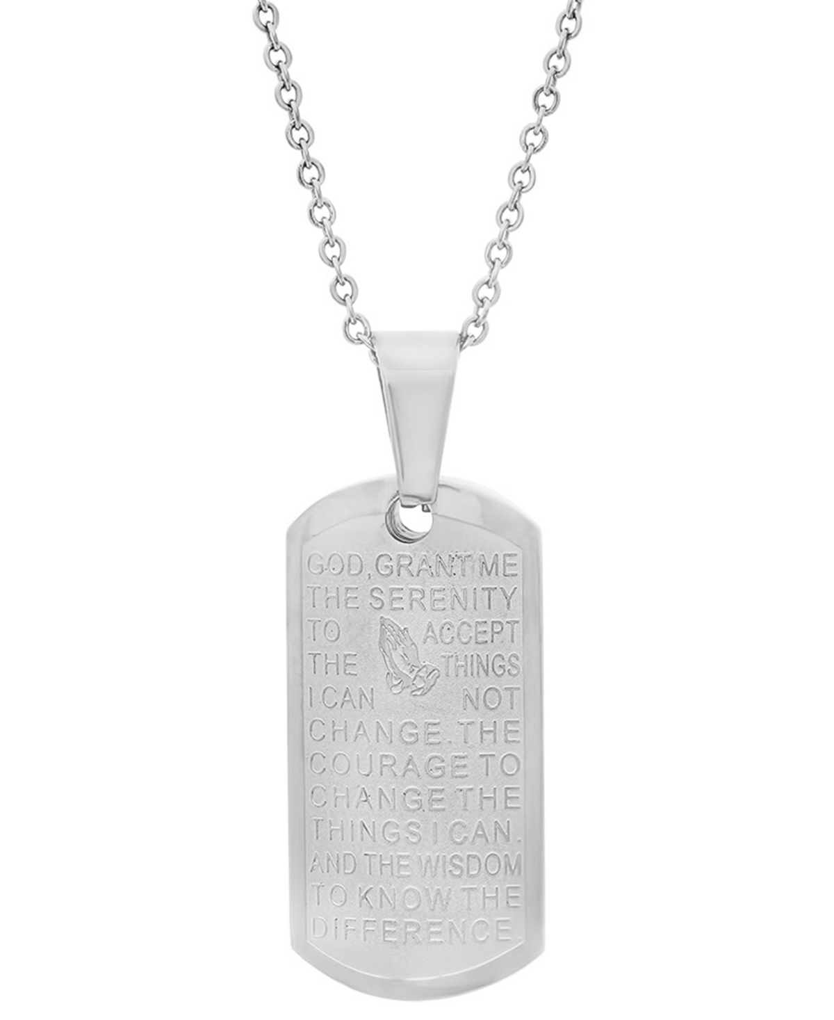 Steeltime Men's Serenity Prayer 24" Pendant Necklace In Silver