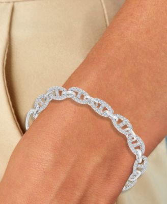 Cubic Zirconia Pavé Mariner Link Chain Bracelet 
