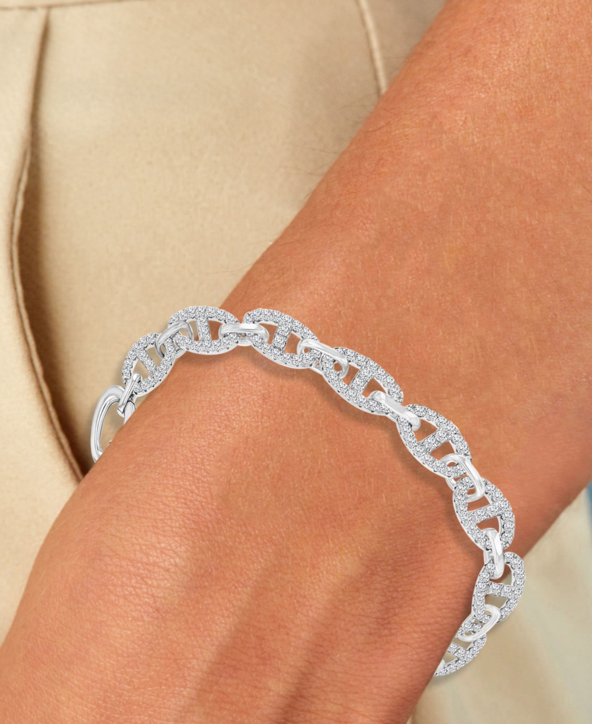 Cubic Zirconia Pave Mariner Link Chain Bracelet