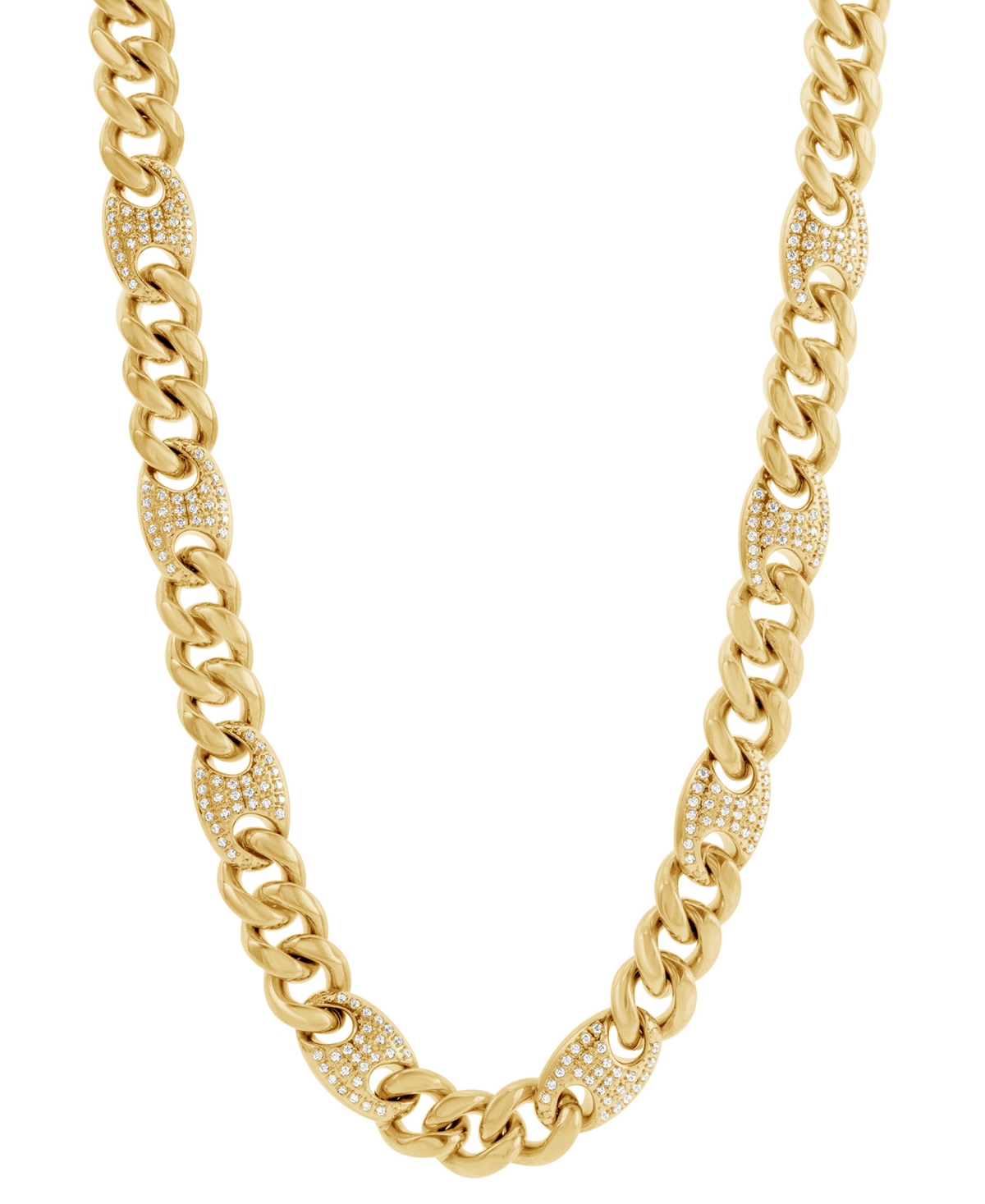 Shop Blackjack Men's Cubic Zirconia Mariner & Curb Link 24" Chain Necklace In Gold-tone