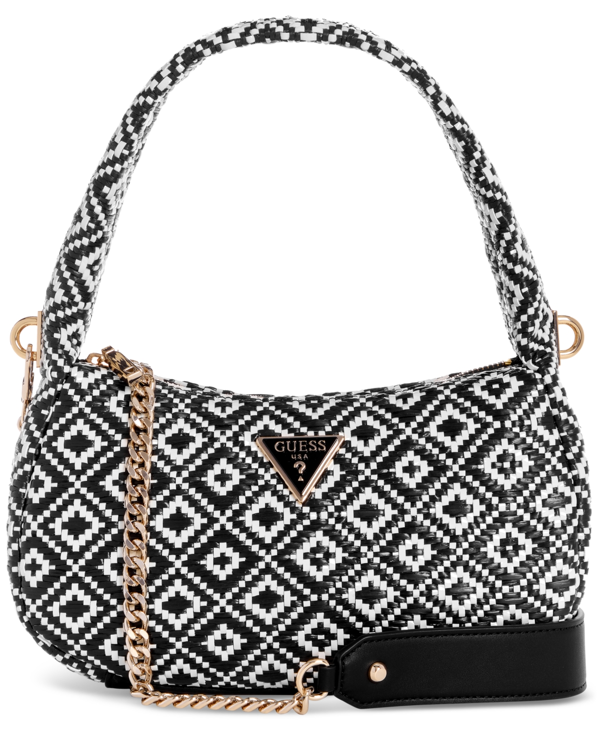 Guess Rianee Small Woven Hobo In Black