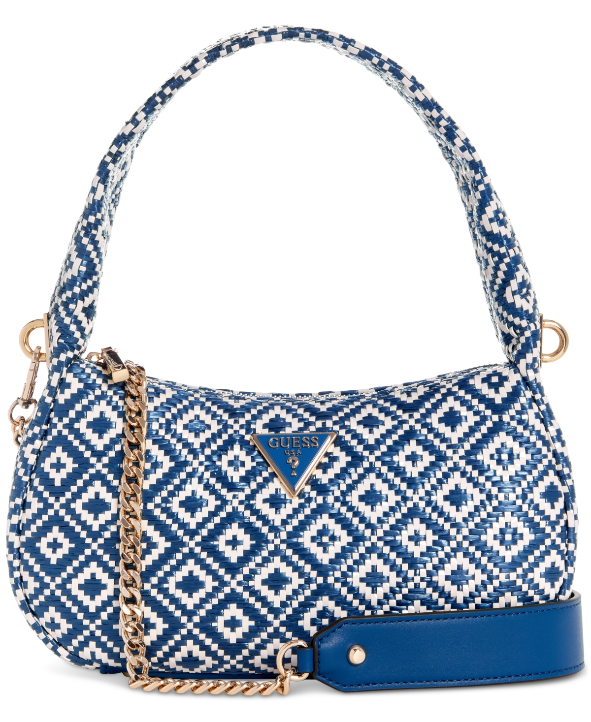Guess Rianee Small Woven Hobo In Blue
