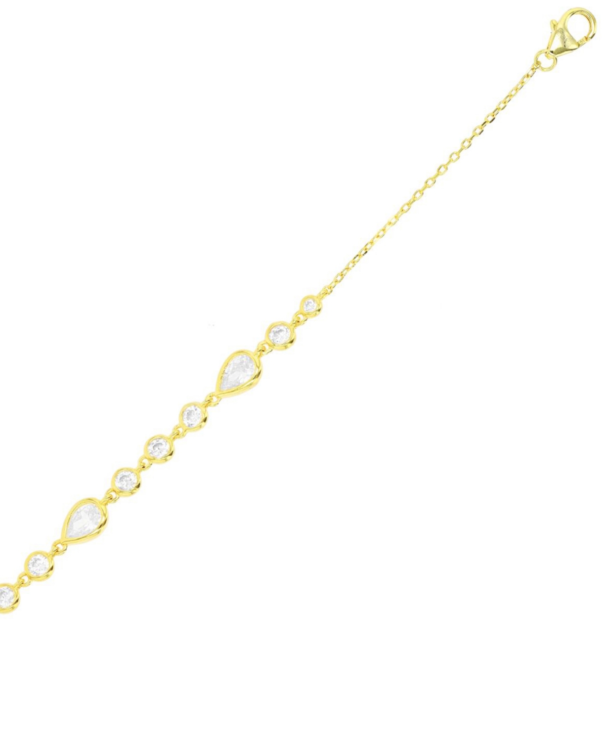 Shop Macy's Cubic Zirconia Mixed Cut Chain Link Bracelet In 14k Gold-plated Sterling Silver