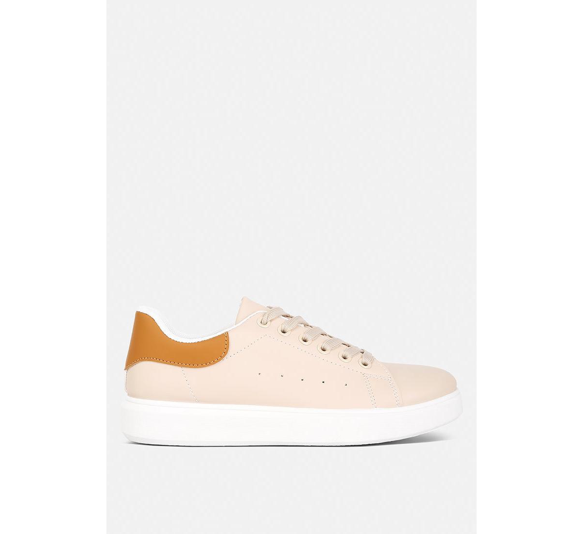 Enora Comfortable Lace Up Sneakers - Beige