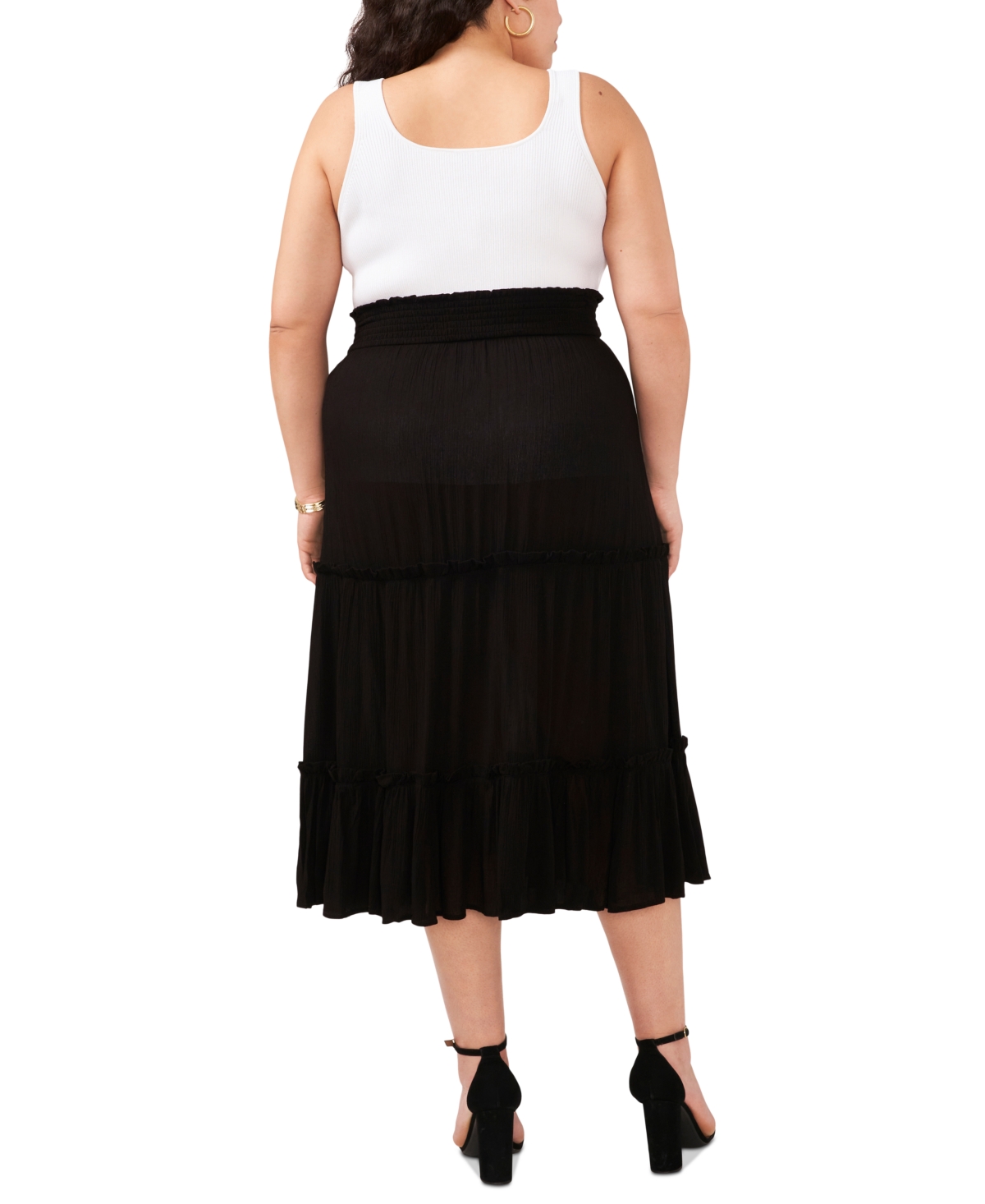 Vince Camuto Plus Size Pull-On Tiered Midi Skirt