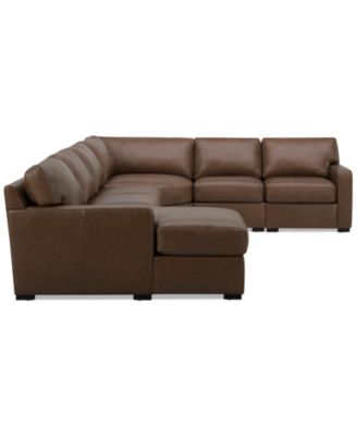 Radley 148" 5-Pc. Leather Wedge Modular Chase Sectional, Created for Macy's