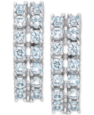 Victoria Townsend - Lab Grown Aquamarine Half Hoop Earrings (1-1/8 ct. t.w.) in Sterling Silver