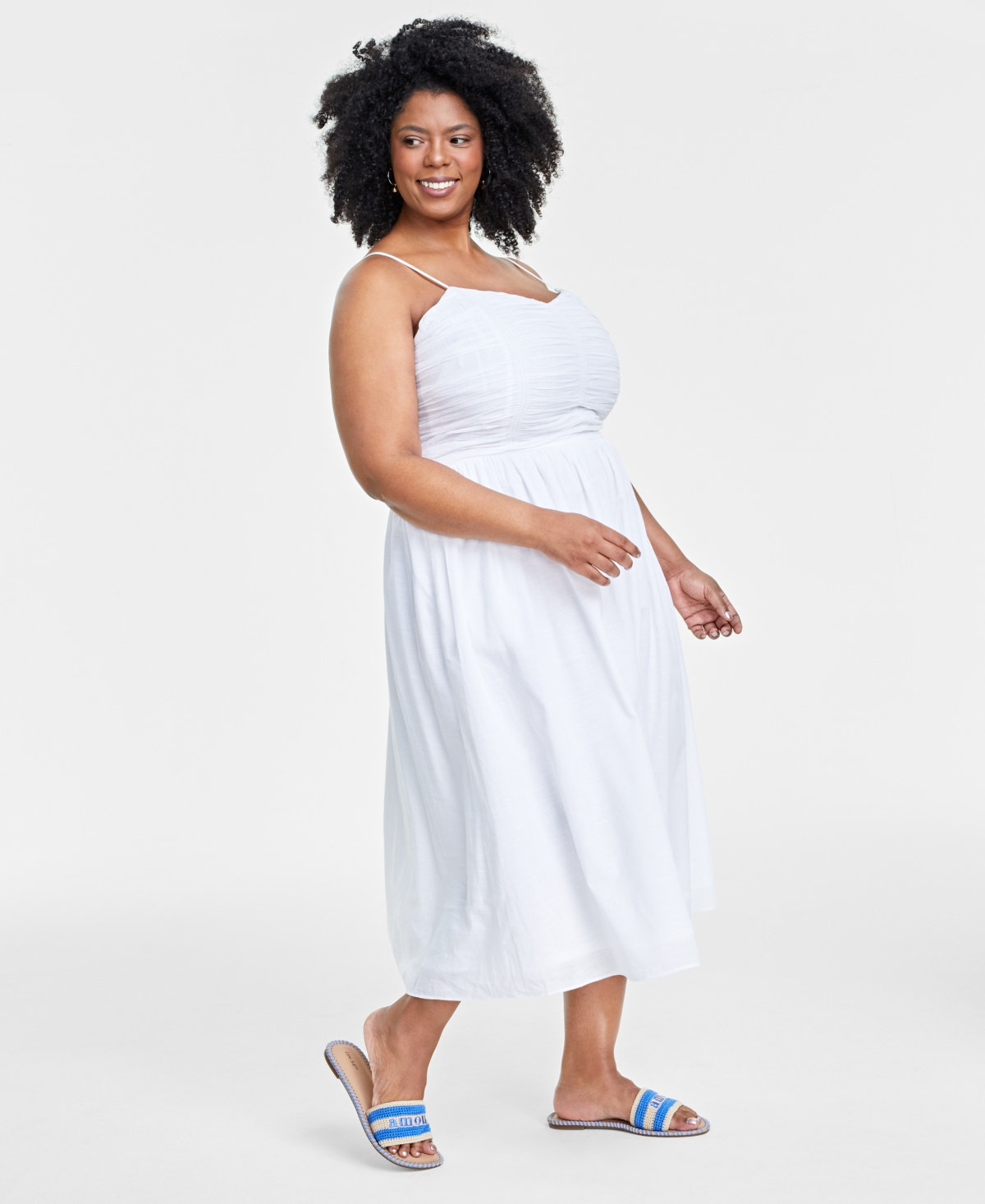On 34th Trendy Plus Size Ruched Corset Midi Dress, Created for Macy's