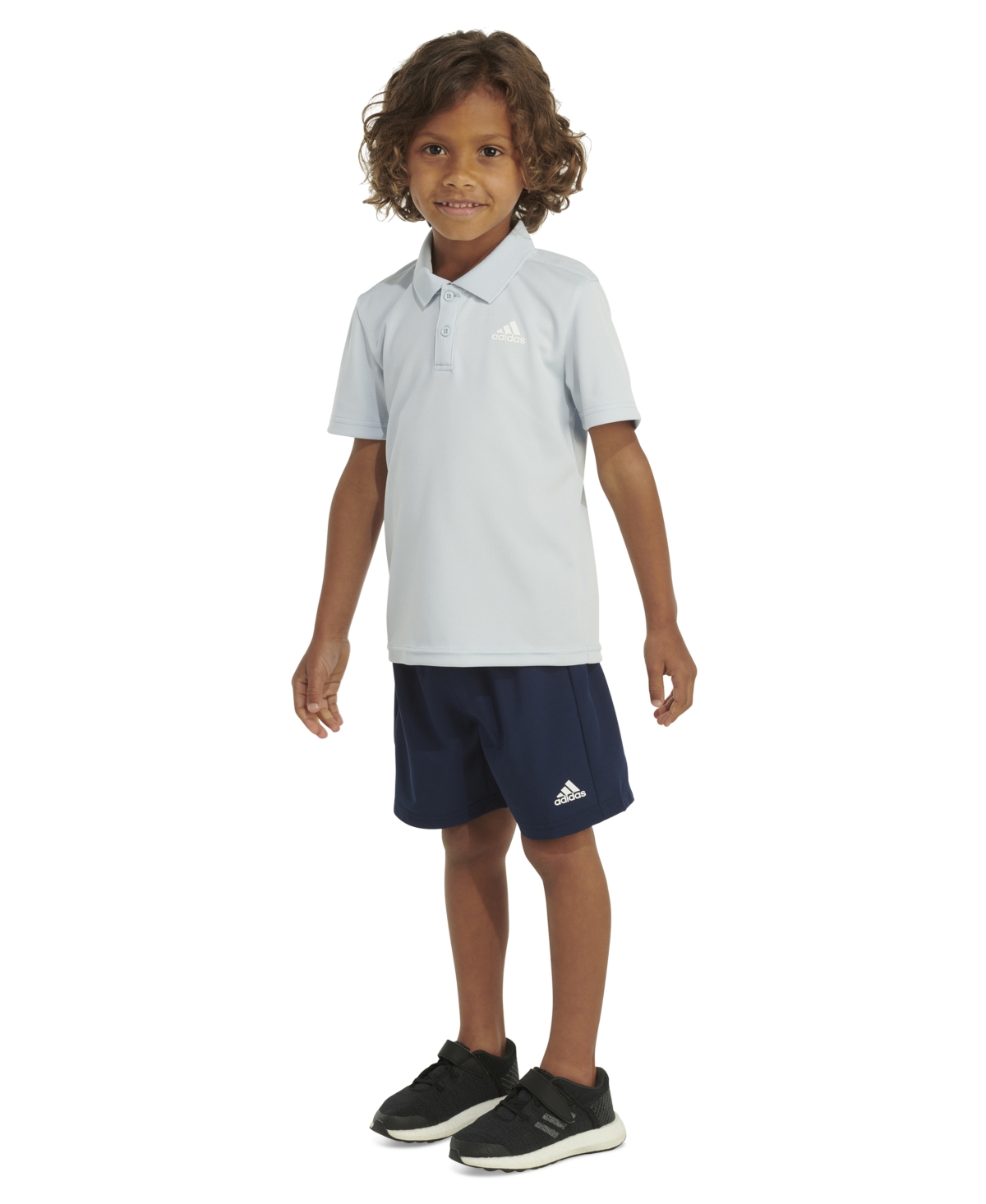 adidas Toddler & Little Boys 2-Pc. Logo-Print Mesh Polo Shirt & Shorts Set