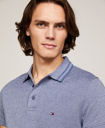 Tommy Hilfiger Men's Pretwist Mouline Slim Fit Short Sleeve Polo Shirt ...