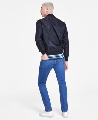 Shop Hugo By  Boss Mens Bomber Jacket Striped Long Sleeve T Shirt Slim Fit Jeans In Dark Blue