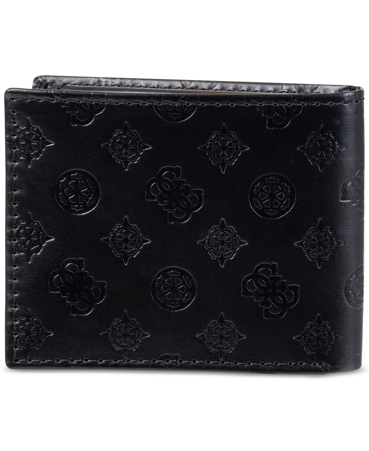 Shop Guess Men's Rfid Embossed Leather Passcase Wallet In Black