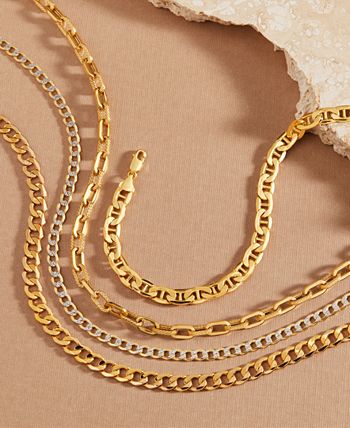 Italian Gold - Men's Beveled Marine Link Bracelet in Italian 10k Gold