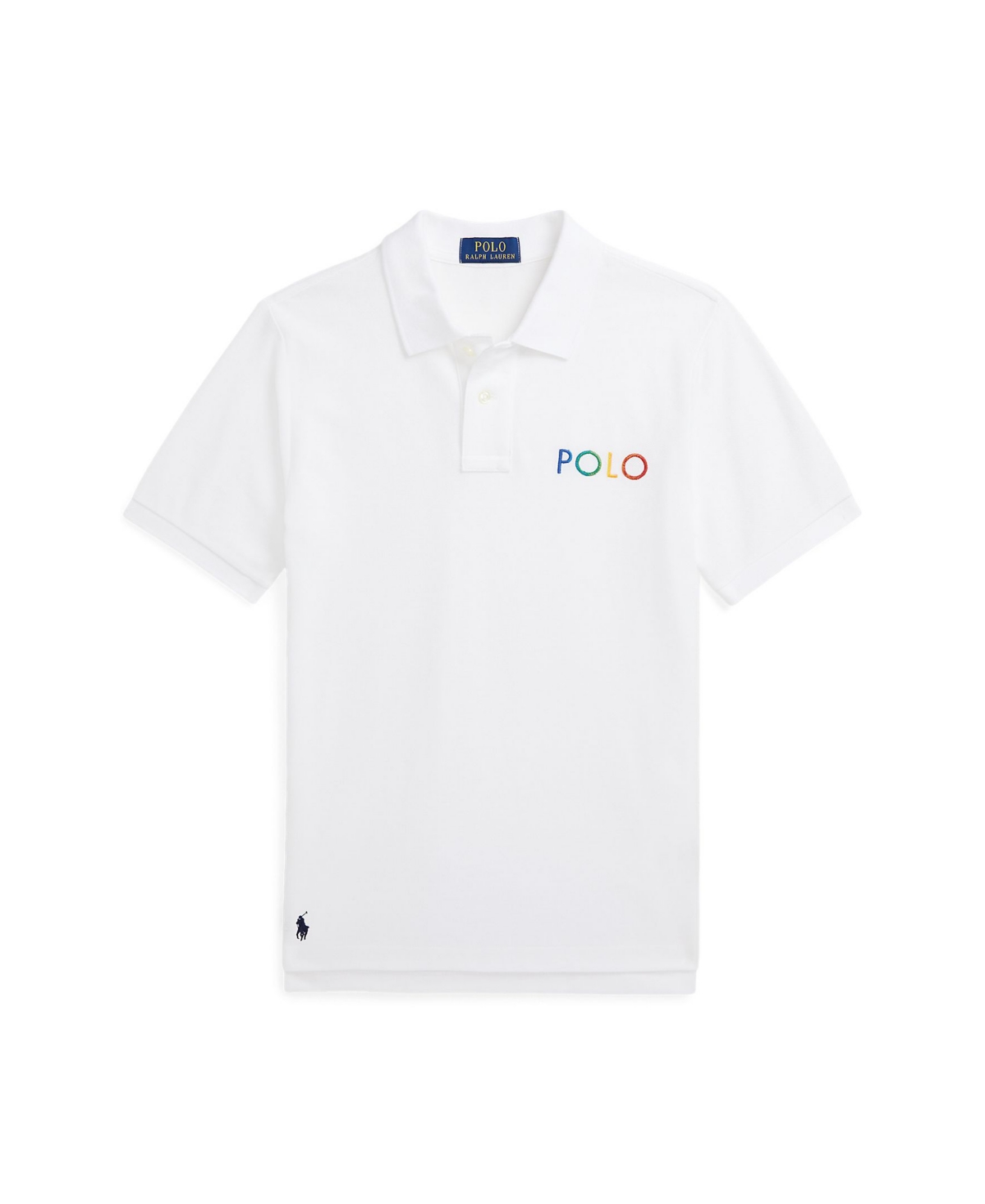 Shop Polo Ralph Lauren Big Boys Ombre-logo Cotton Mesh Polo Shirt In White