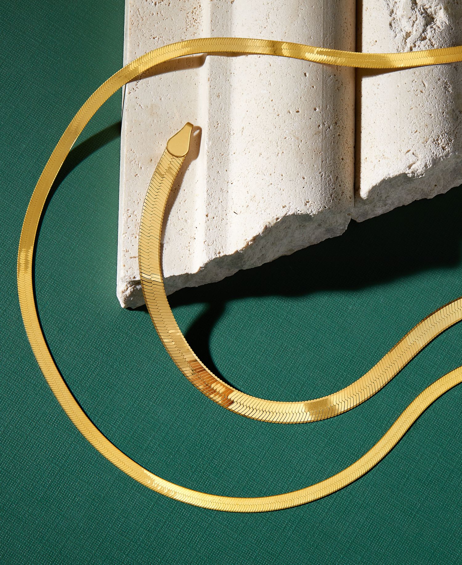 Lightweight Herringbone Link Chain Necklace (3-3/8mm) in 10k Gold, 16" + 2" extender