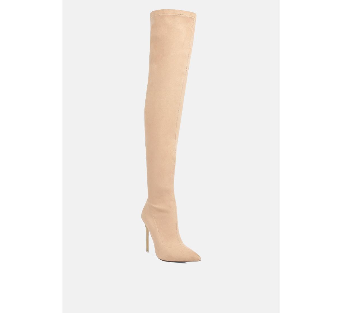 London Rag Atelier Stretch Faux Suede Stiletto Long Boots