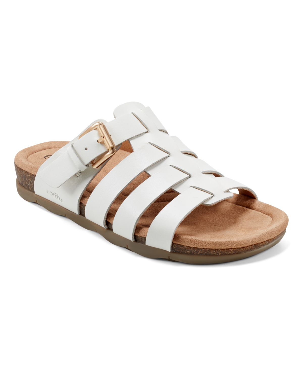 Shop Earth Women's Eresa Slip-on Strappy Flat Casual Sandals In Cream Leather
