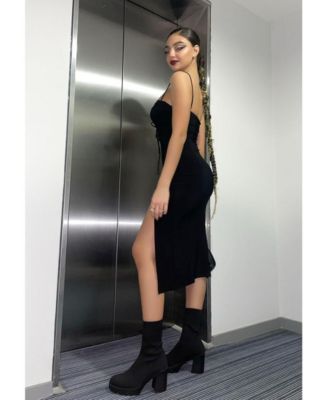 London Rag zinnia knitted block heeled boots