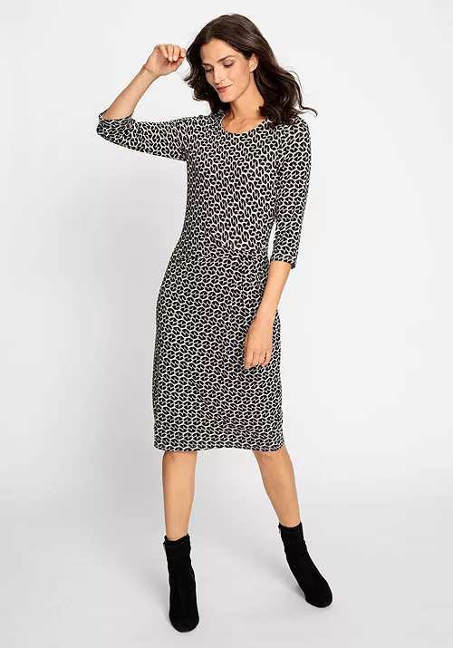 women's 3/4 sleeve geo motif dress